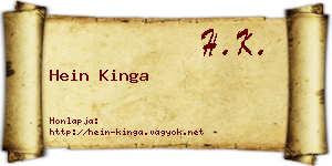 Hein Kinga névjegykártya